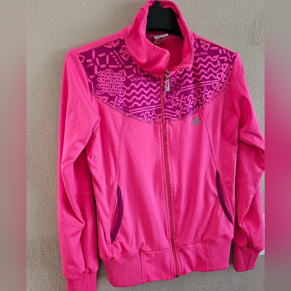 Adidas hot pink athletic jacket women's size small!! - Picture 3 of 5